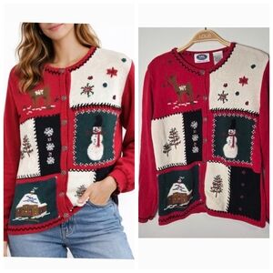 Vintage Tabi Holiday Collection Cotton Button Front Cardigan